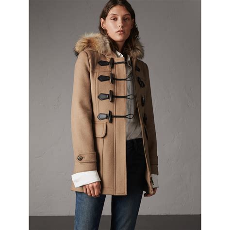 burberry 80 wool 20 polyester|Burberry camel duffle coat.